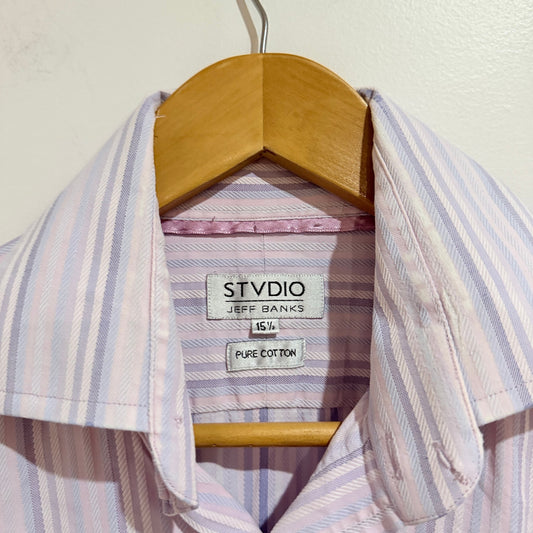 Jeff Banks Size 15½ | U/Arm to U/Arm 54cm Stripe Cotton Shirt