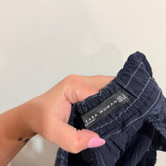 Zara Woman Navy Pinstripe Pull On Pants Size S