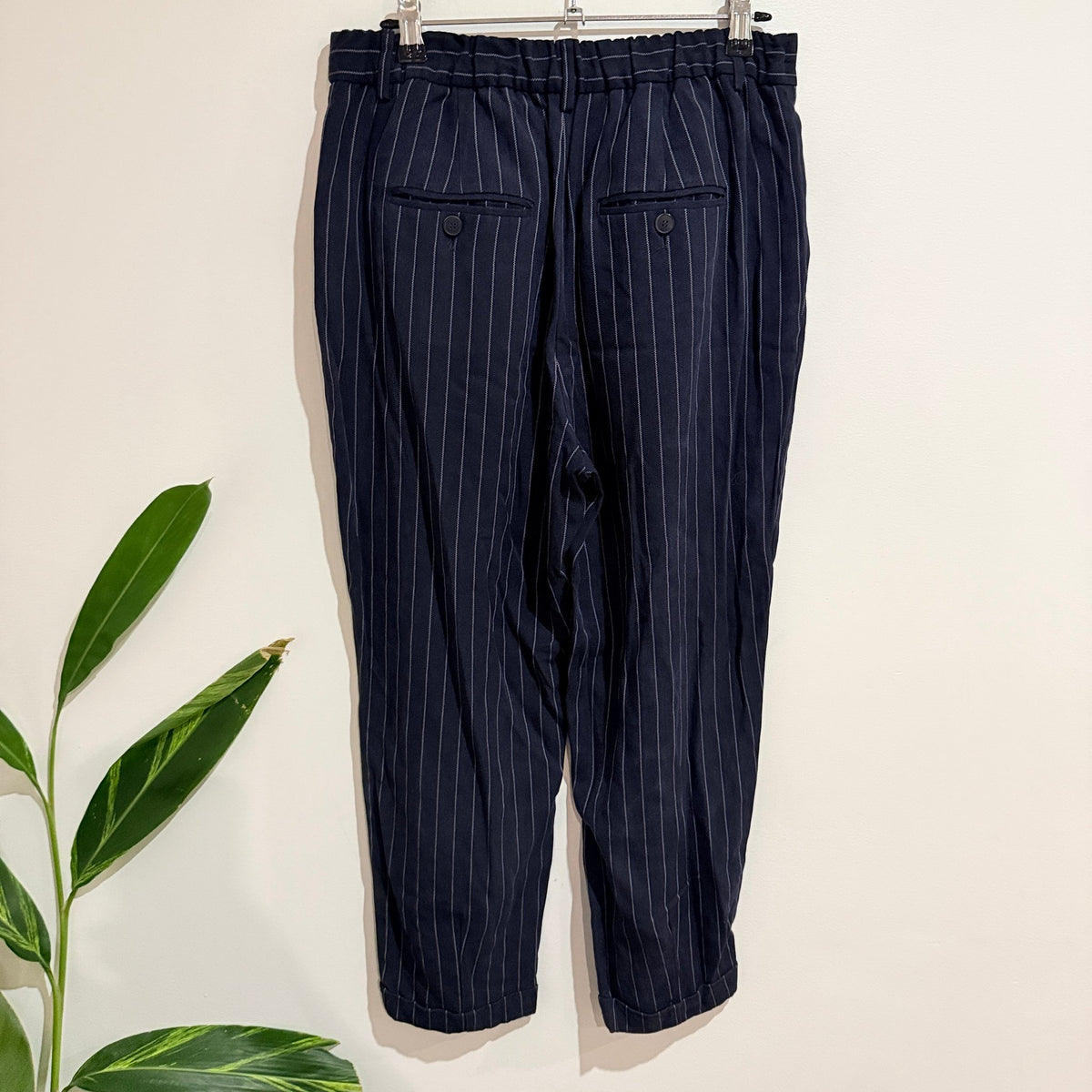 Zara Woman Navy Pinstripe Pull On Pants Size S
