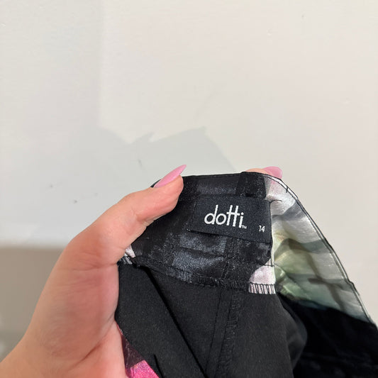 Dotti Black Floral & Sheer Stripe Shorts Size 14