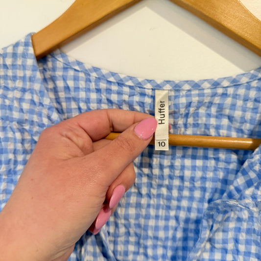 Huffer Size 10 Gingham Tie Front Ruffle Hem Crop Top
