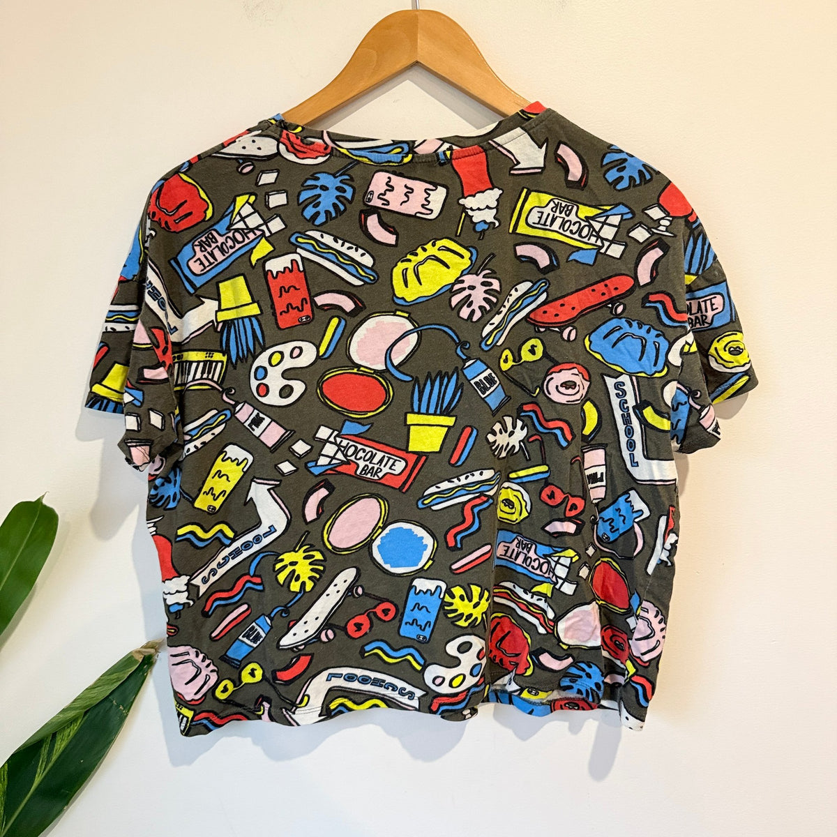 Zara Trafaluc Size M School Print Graphic Print Boxy Tee