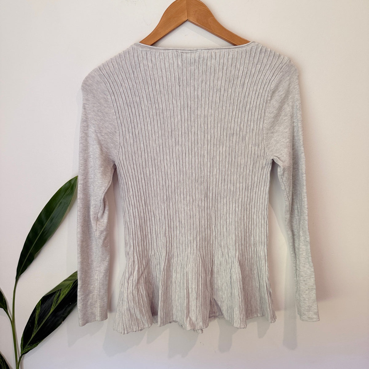 Jeanswest Size S Rib Knit Peplum Long Sleeve Top