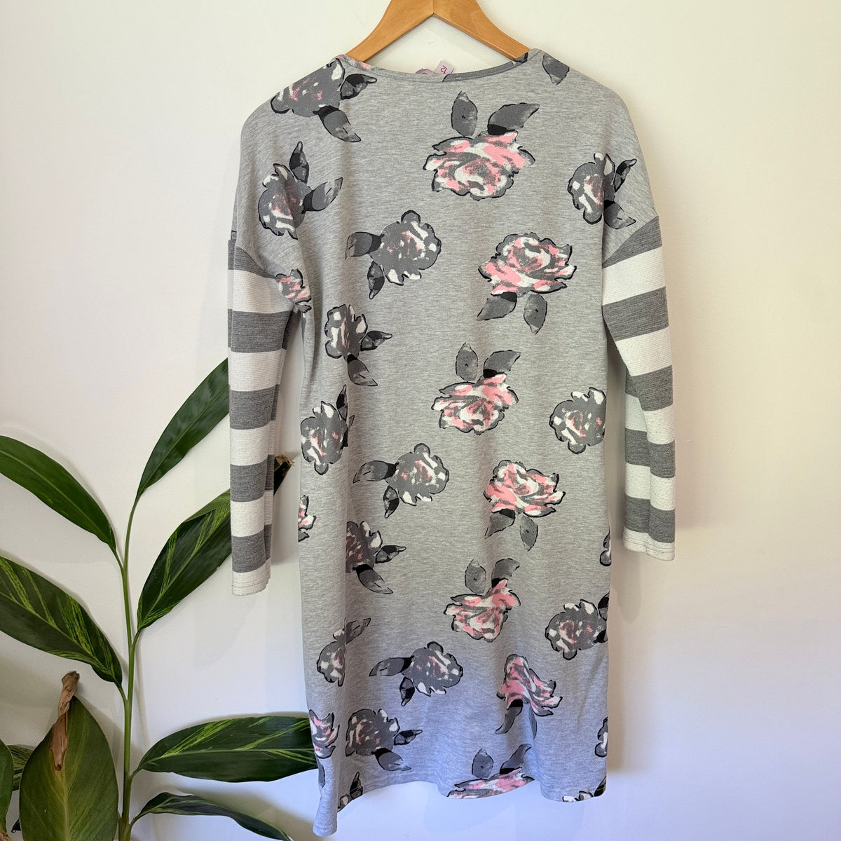 Charlo Size 12 Floral Print Stripe Sleeve Sweat Dress