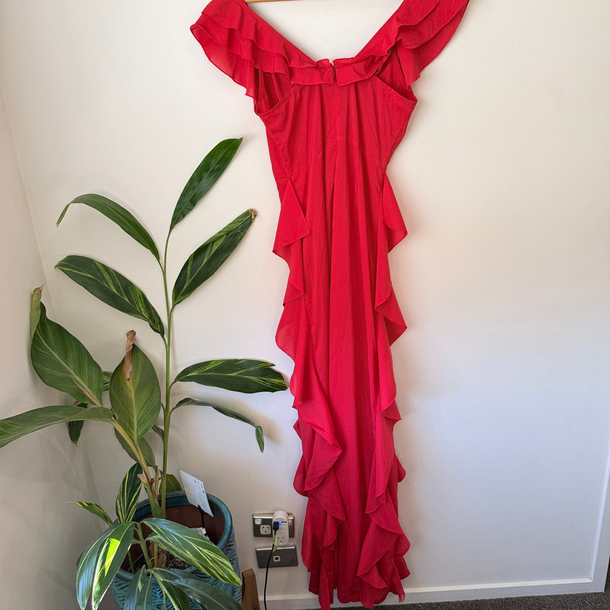 PrettyLittleThing Size 8 Ruffle Frill Maxi Dress