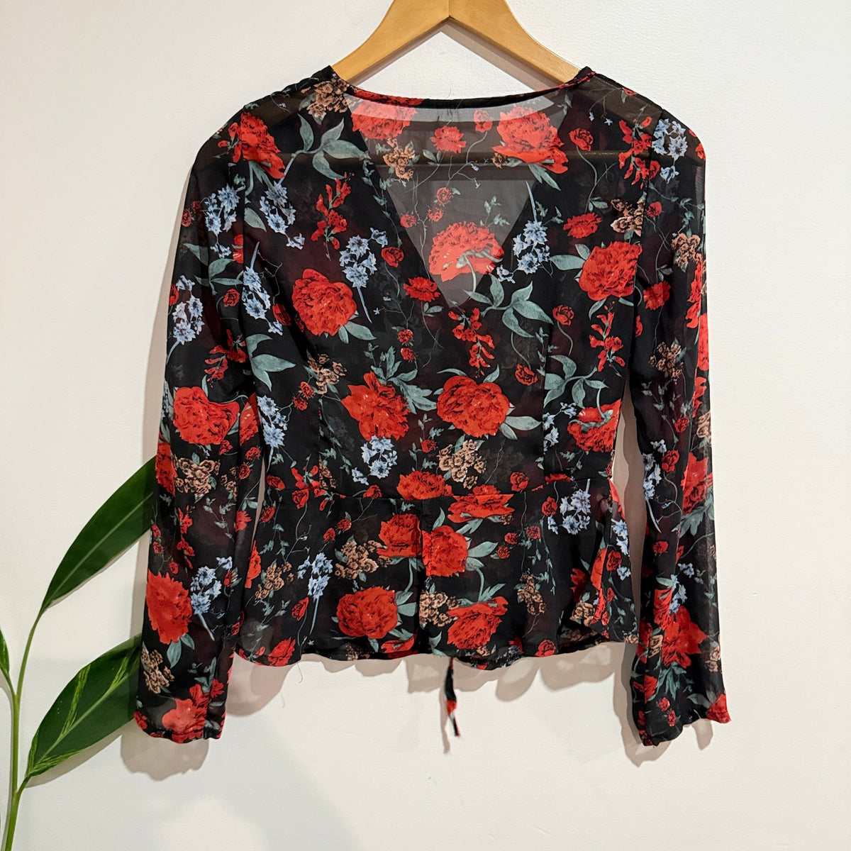 Brand Unknown U/Arm 43cm Floral Chiffon Ruched Tie Front Top – photo 5