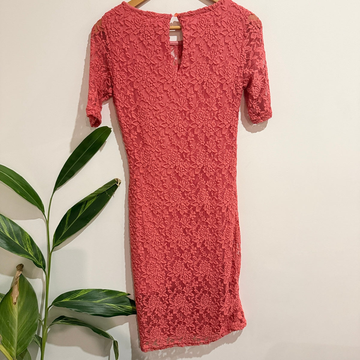 Vila Size S Floral Lace Short Sleeve Bodycon Dress