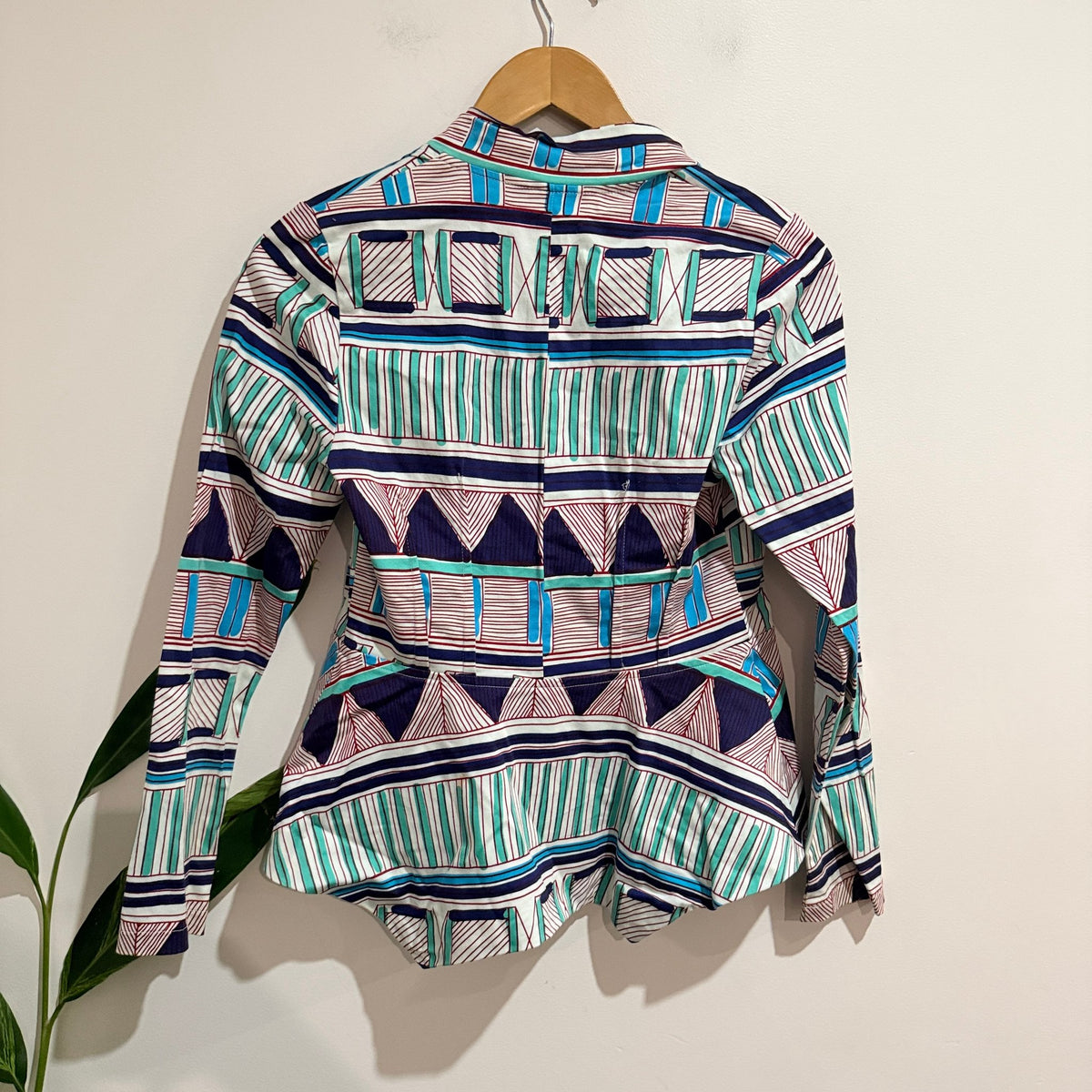 Juna Size 12 Geometric Print Peplum Jacket
