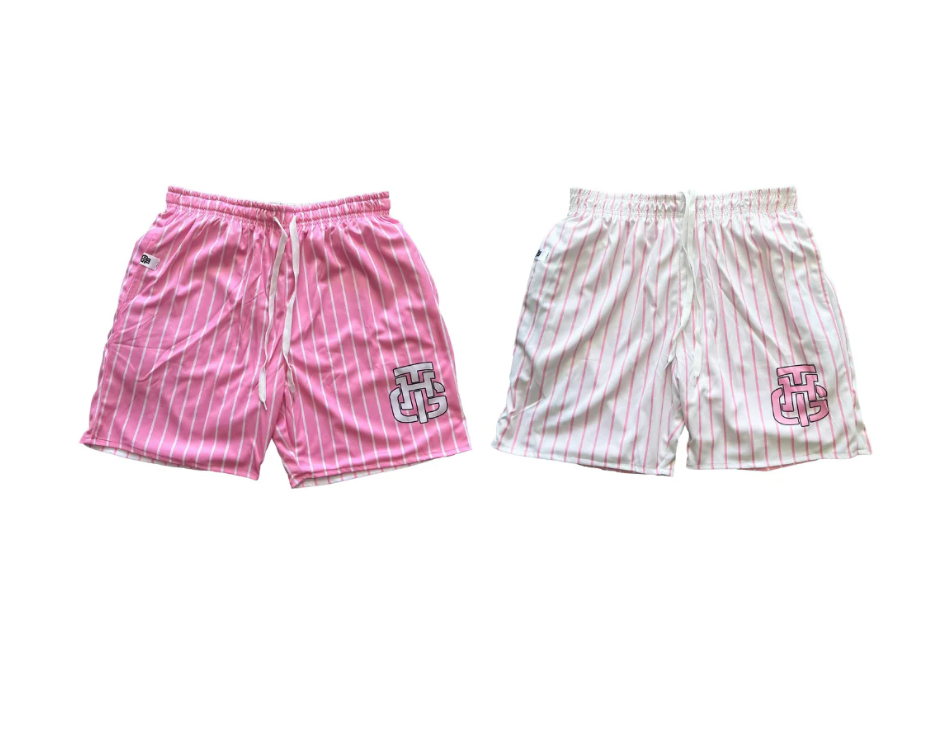 The hoop gang pink and white reversible basketball shorts - size xs - shorts bottoms men’s apparel