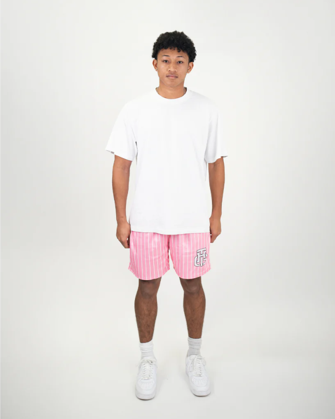The hoop gang pink and white reversible basketball shorts - size xs - shorts bottoms men’s apparel