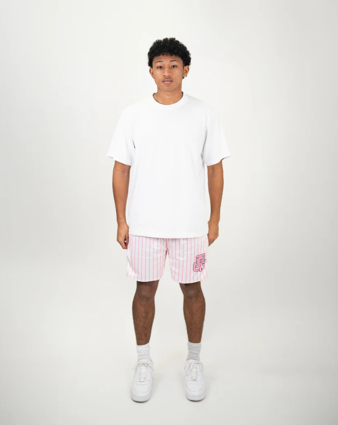 The hoop gang pink and white reversible basketball shorts - size xs - shorts bottoms men’s apparel