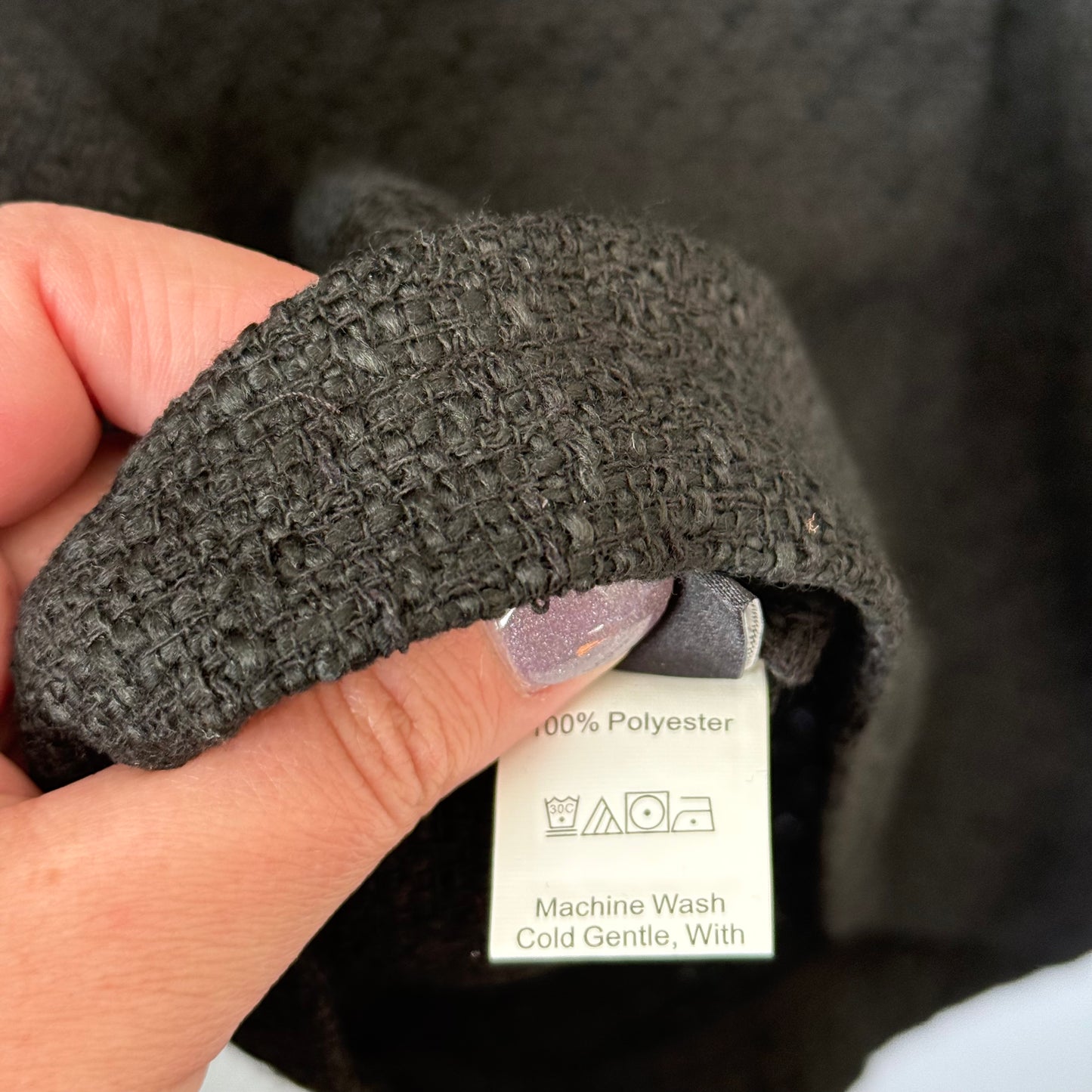 Tweed Style Mini Dress Black Size L