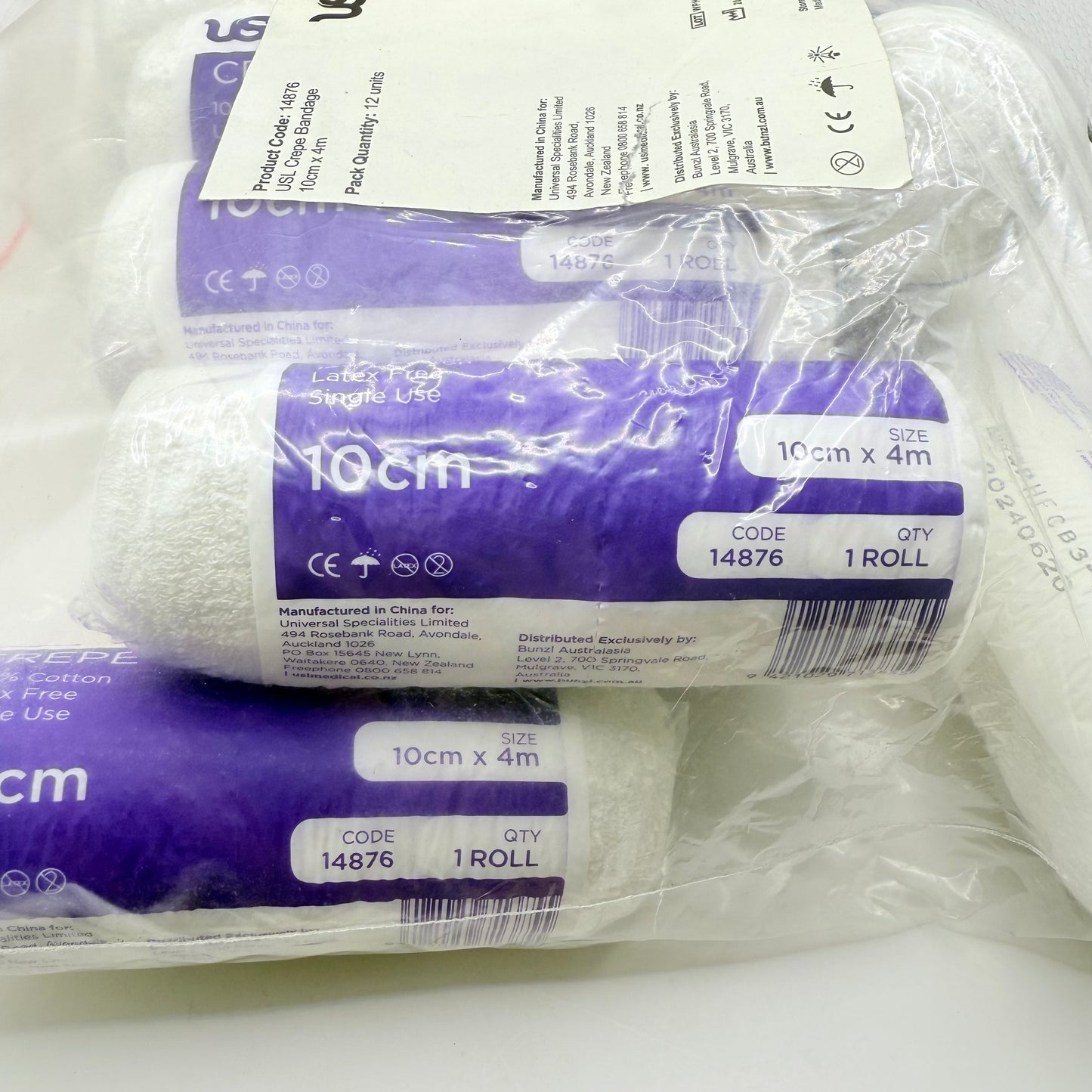 USL Crepe Bandage – 10cm x 4m (Pack of 12)