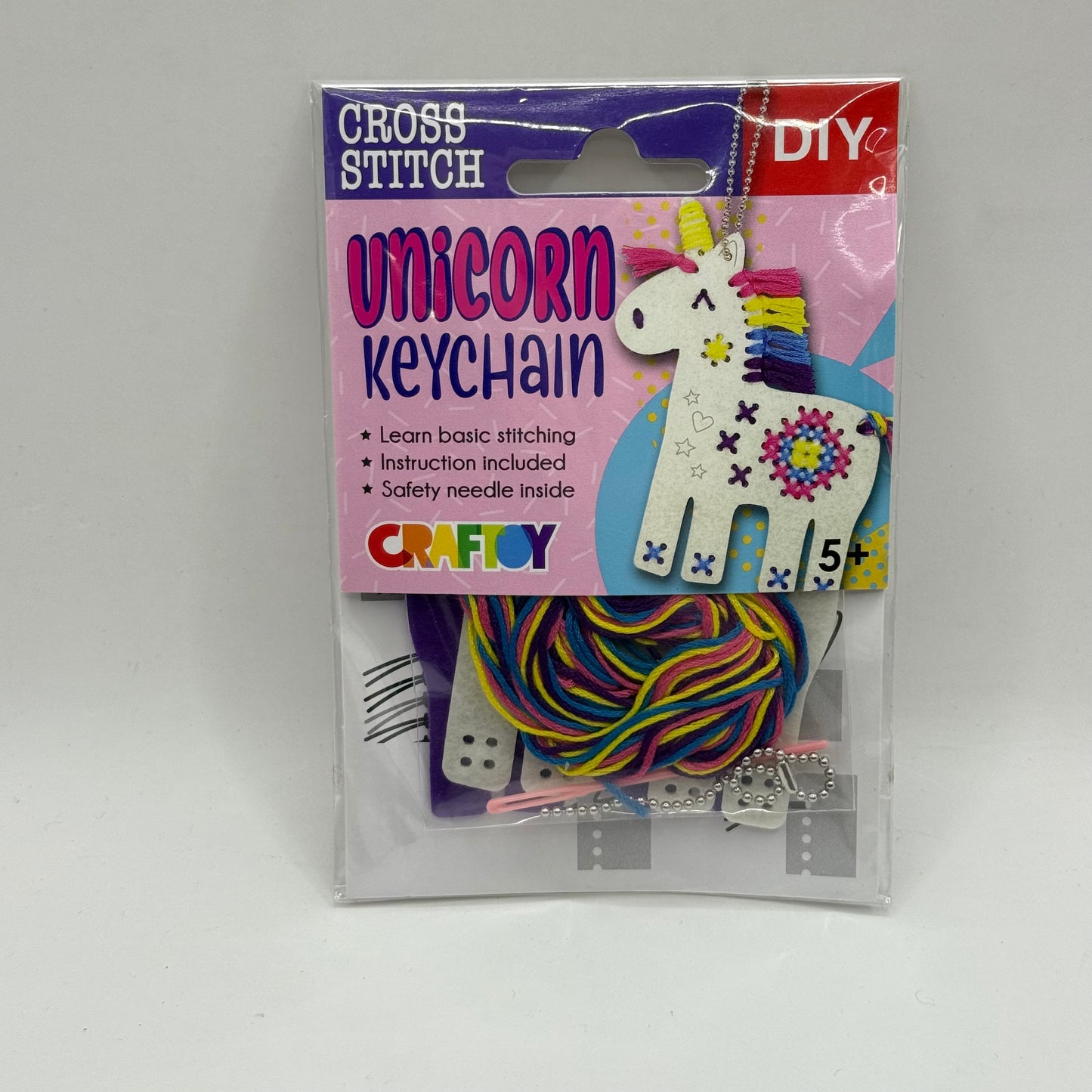 Unicorn cross-stitch keychain kit – diy craft project - needlecraft kits original photo - what’s new crafts