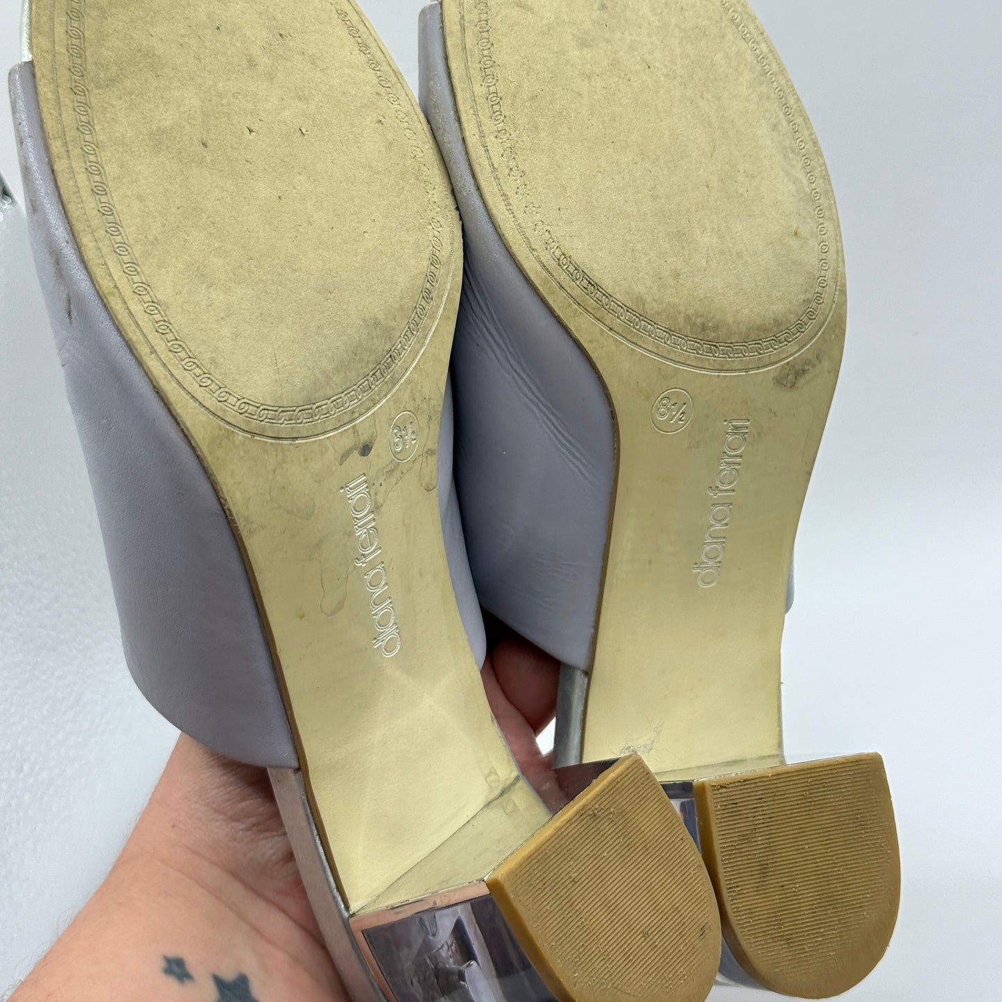 Diana Ferrari Lavender Leather Mules Size 6.5