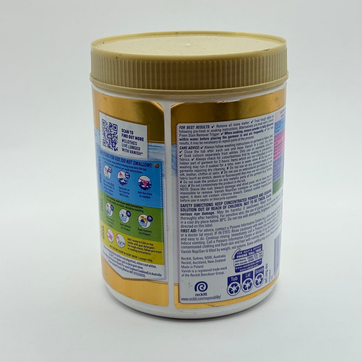 Vanish napisan gold pro oxi action crystal white stain remover - 1kg - fabric stain removers home&living materials