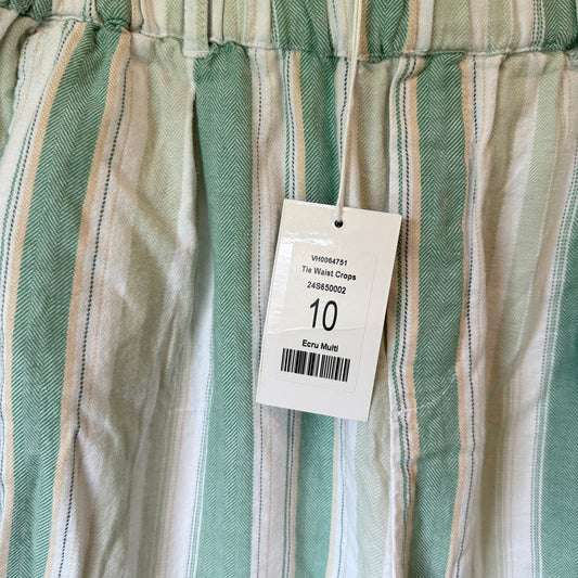 Victoria Hill Tie Waist Crops Ecru Size 10