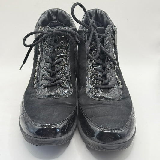 Waldläufer Kamela Black Leather Comfort Ankle Boots - 9.5 US