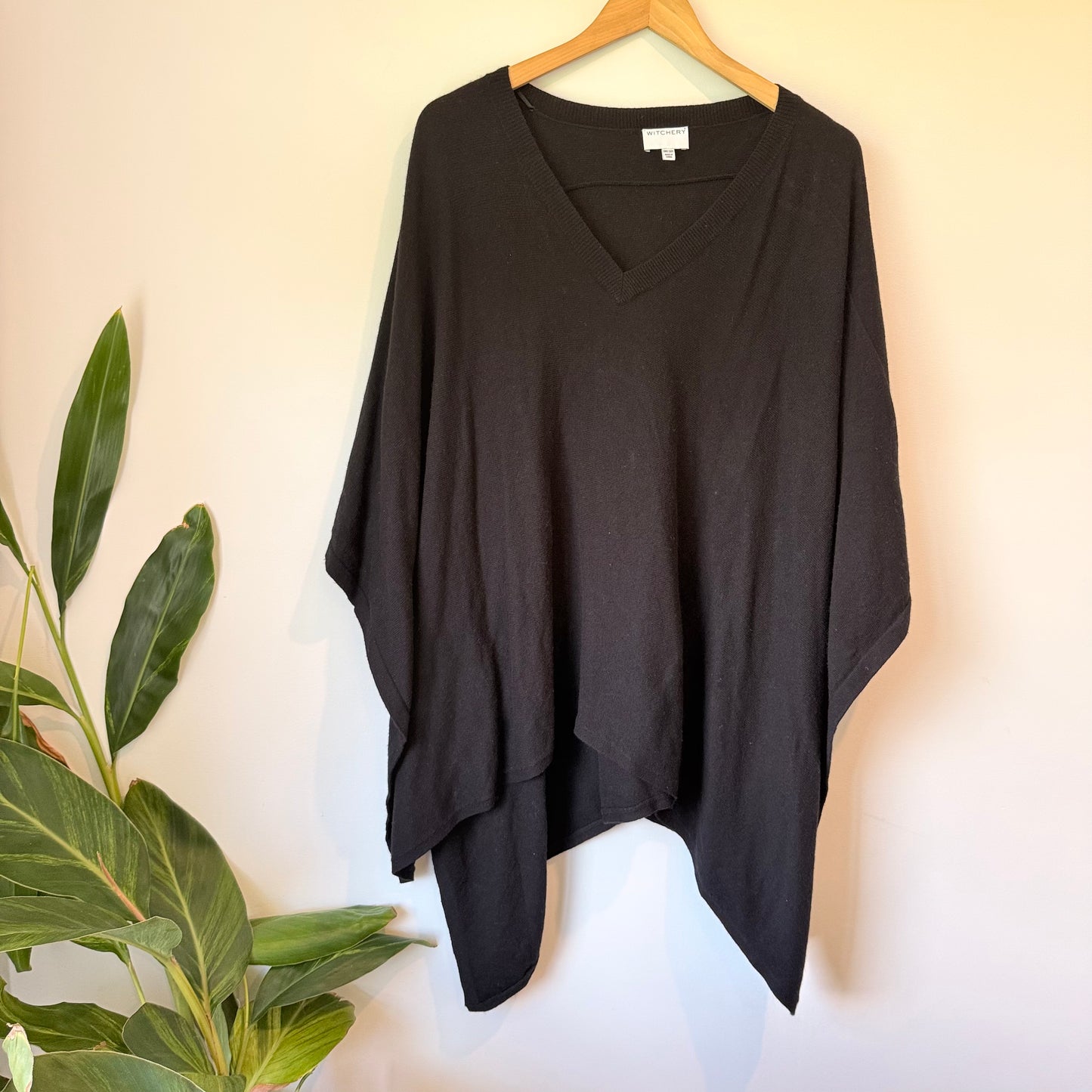 Witchery Black V-Neck Poncho Jumper - One Size