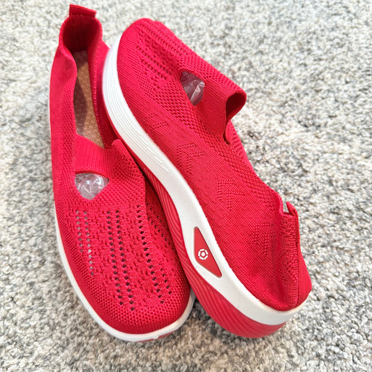 Women's Red Slip-On Walking Shoes - Size 41