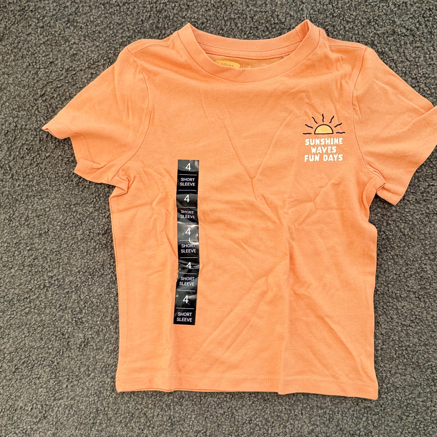 Young original kids’ peach ’sunshine waves fun days’ t-shirt – size 4 - t-shirts baby clothing
