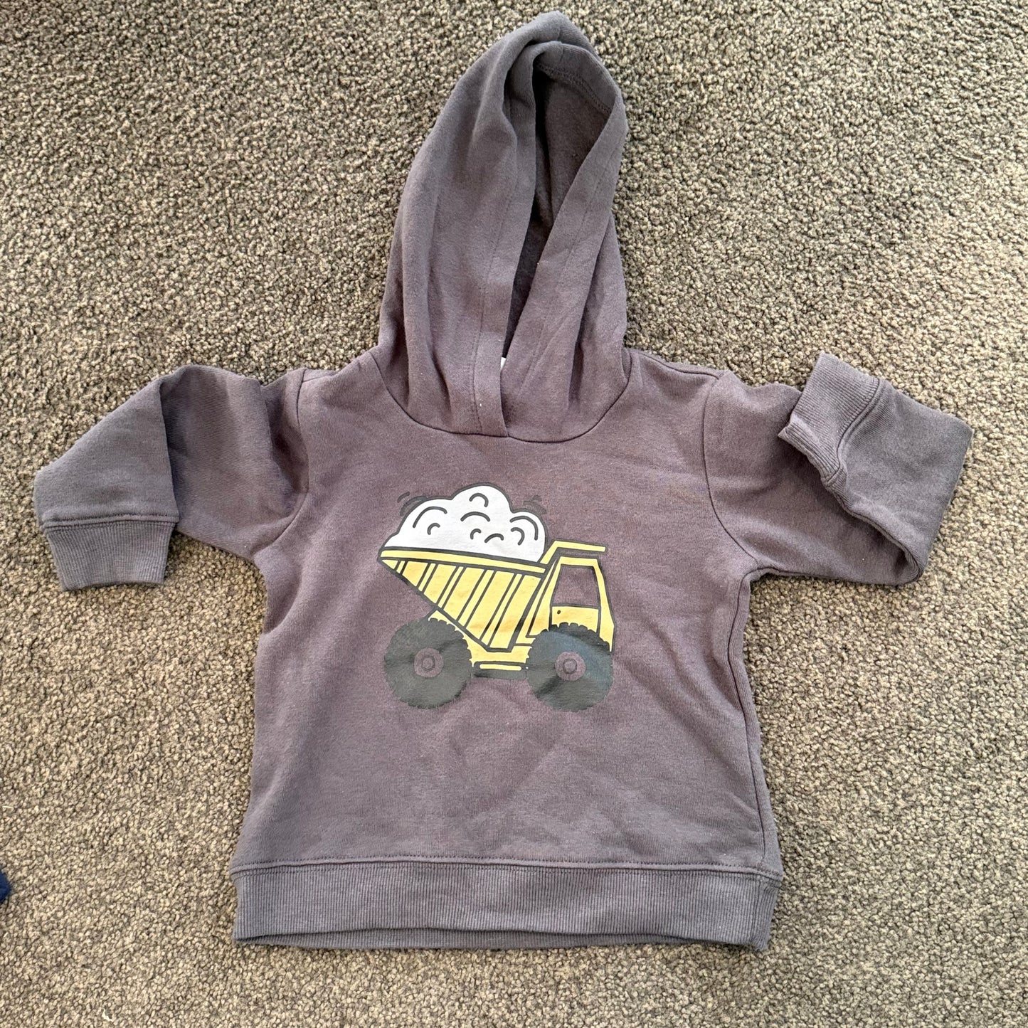 Young original size 2 dark grey dump truck toddler hoodie - hoodies baby clothing