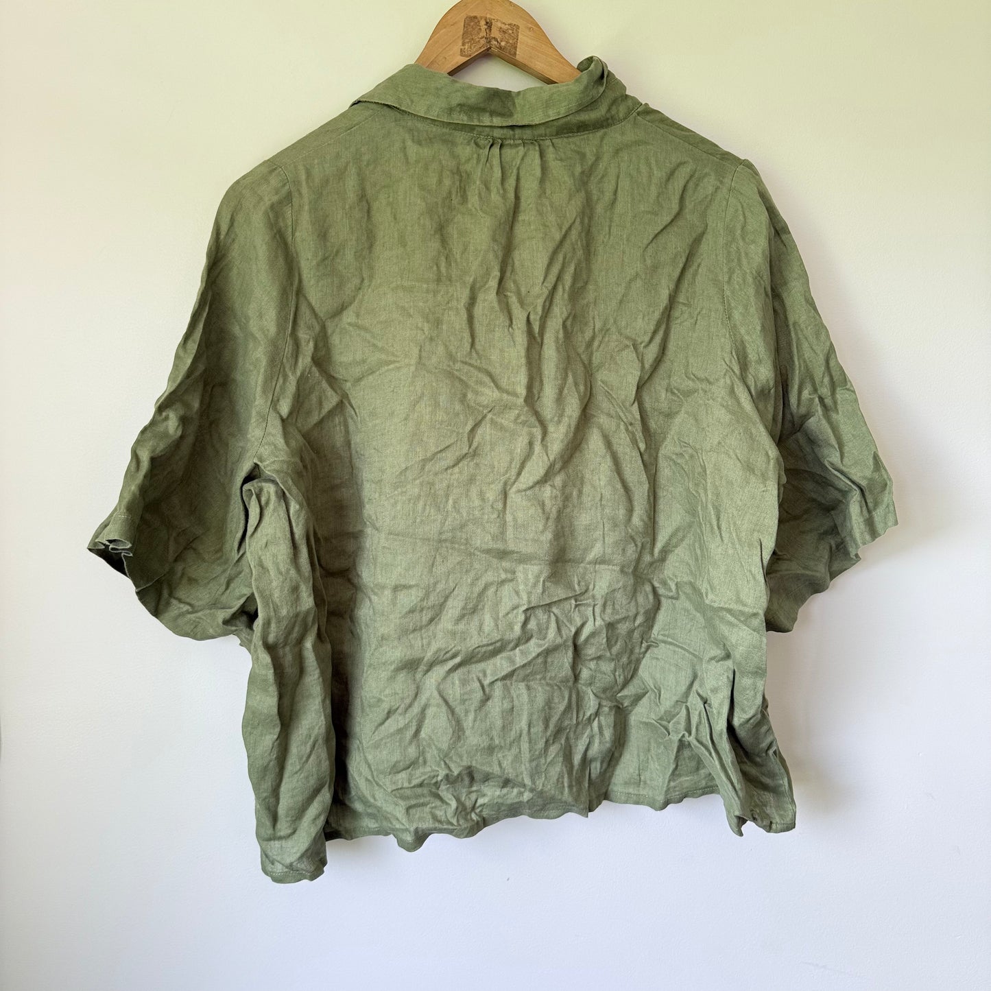 Zephyr Loungewear Pure Linen Three-Quarter Sleeve Shirt Size L