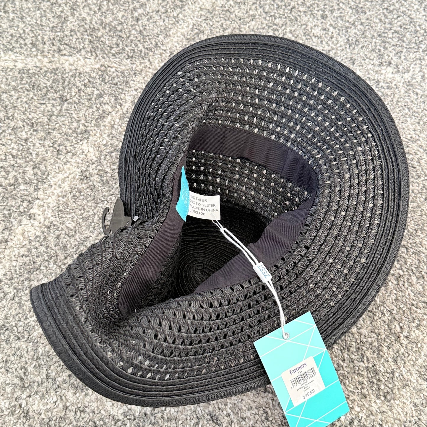 Zest Black Woven Panama Hat