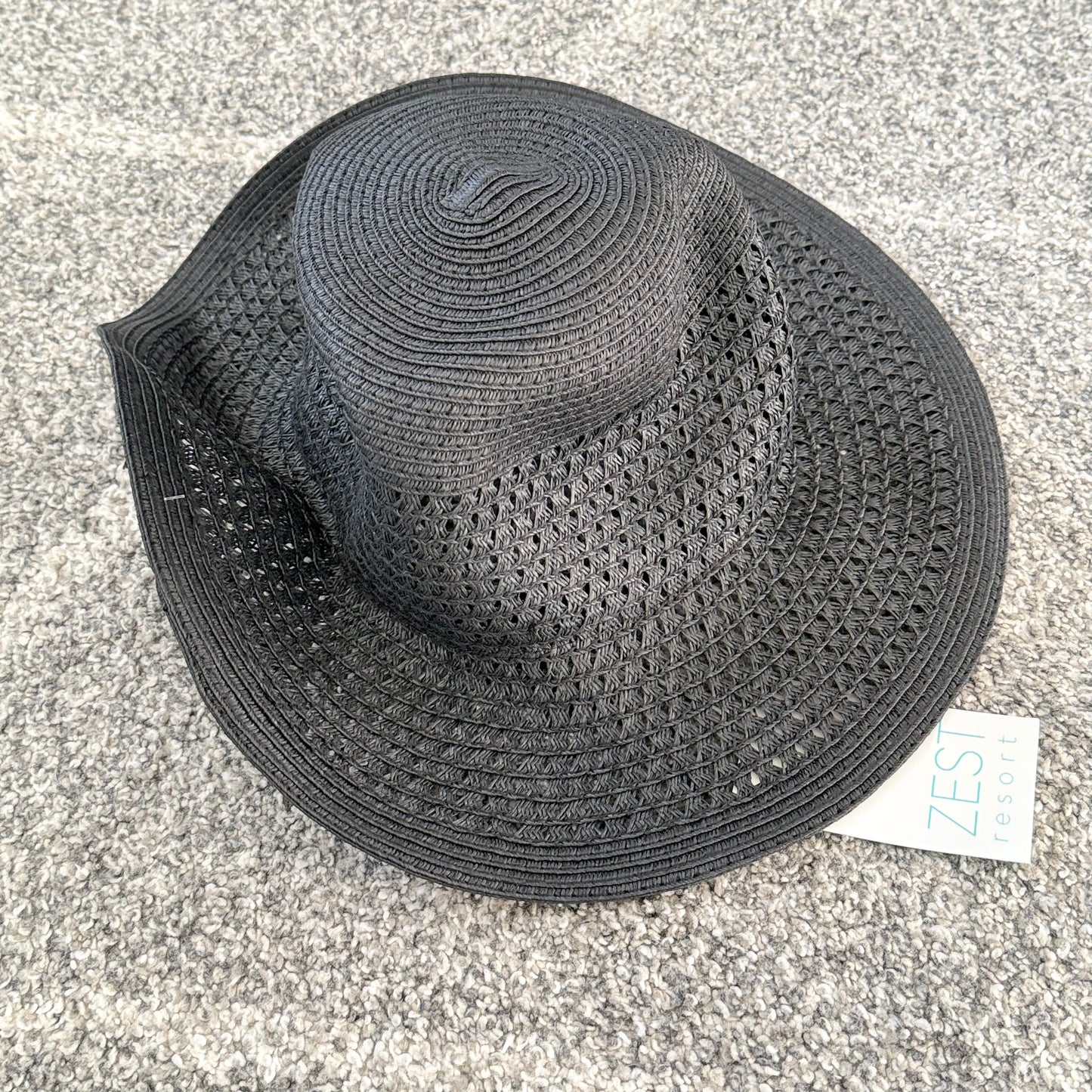 Zest Black Woven Panama Hat