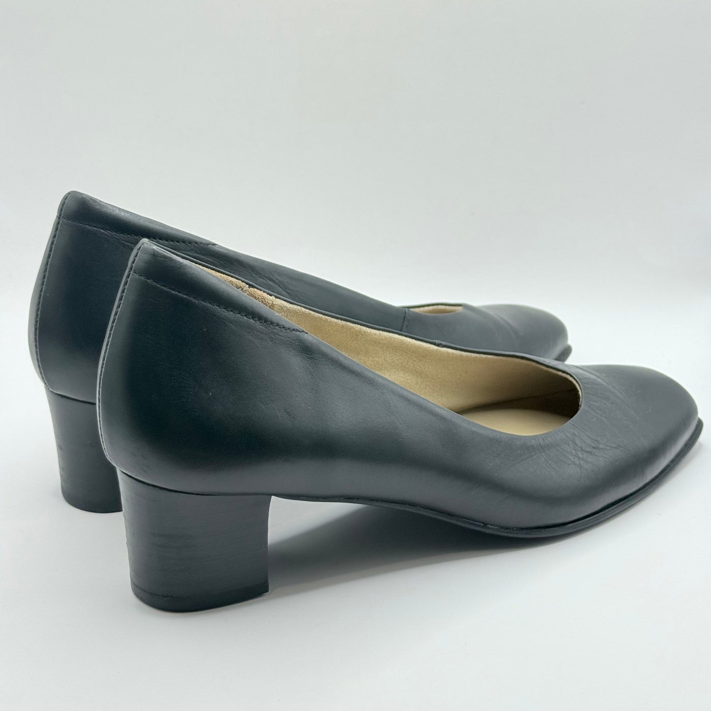 Ziera Shoes Black Leather Square Toe Pumps Size 40