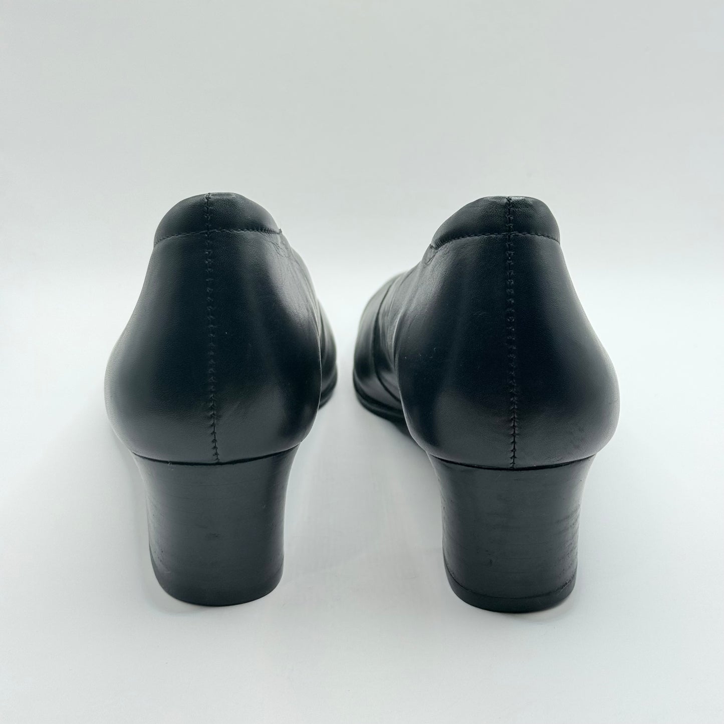 Ziera Shoes Black Leather Square Toe Pumps Size 40