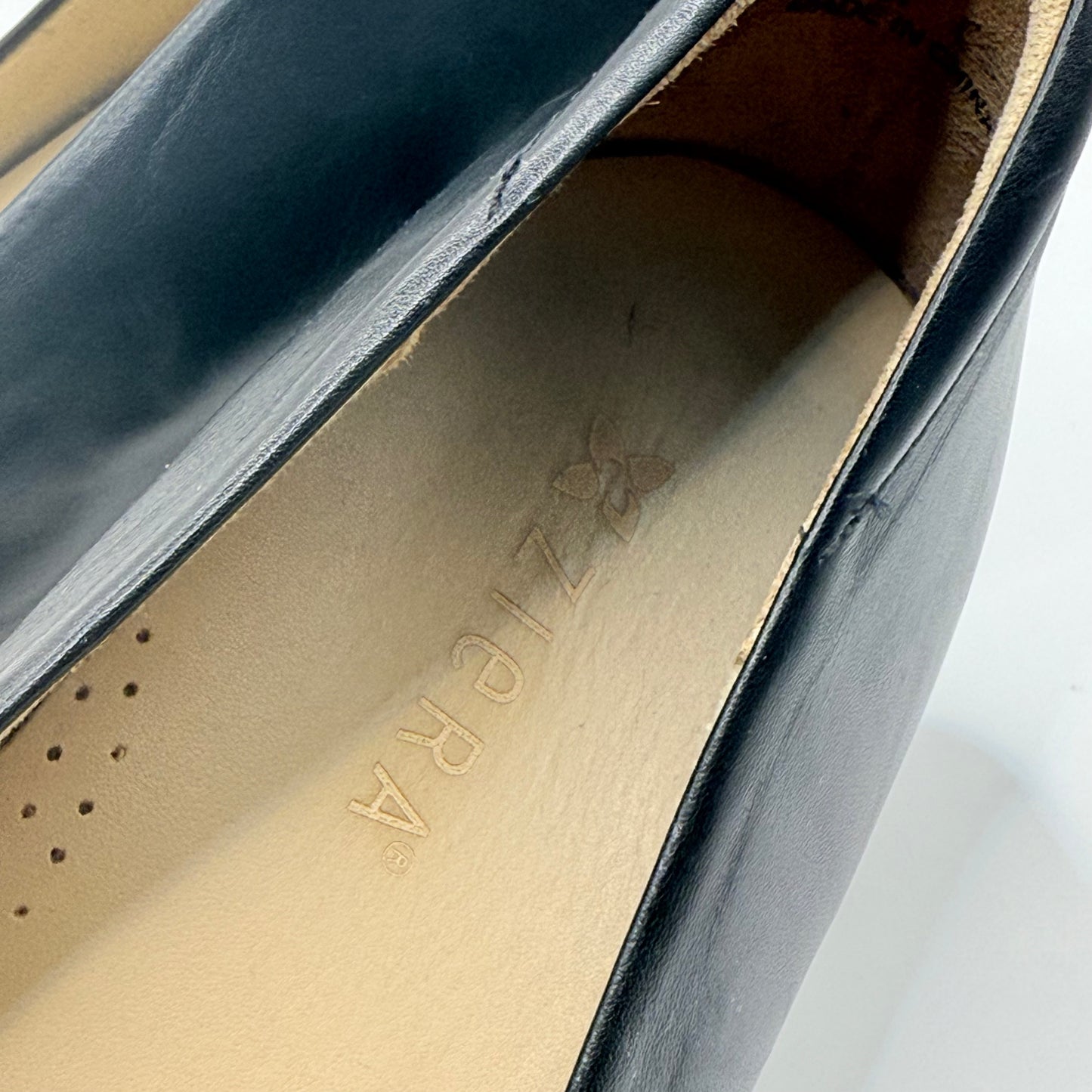 Ziera Shoes Black Leather Square Toe Pumps Size 40