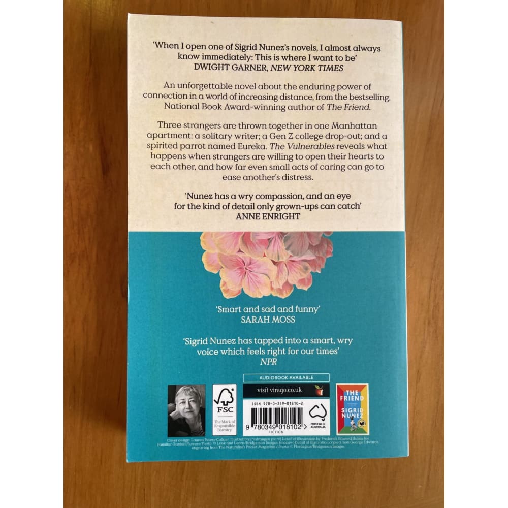 The vulnerables - sigrid nunez - print books book - fiction - fiction book - health - humor printed media