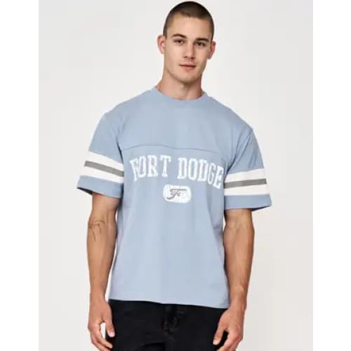 Absent men’s fort dodge graphic tee rrp $29.99 - xs / blue mist - t-shirts tops - what’s new men’s apparel