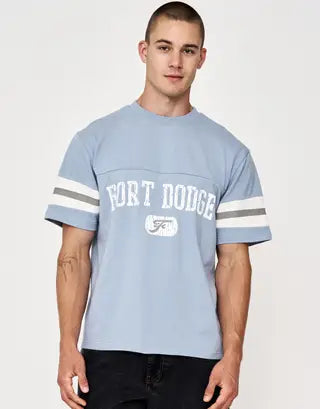 Absent men’s fort dodge graphic tee rrp $29.99 - xs / blue mist - t-shirts tops - what’s new men’s apparel