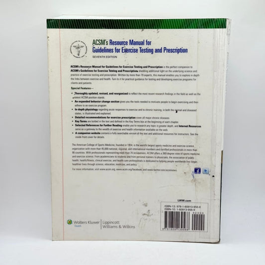 Acsm’s resource manual for guidelines for exercise testing and prescription - print books condition: used - what’s new