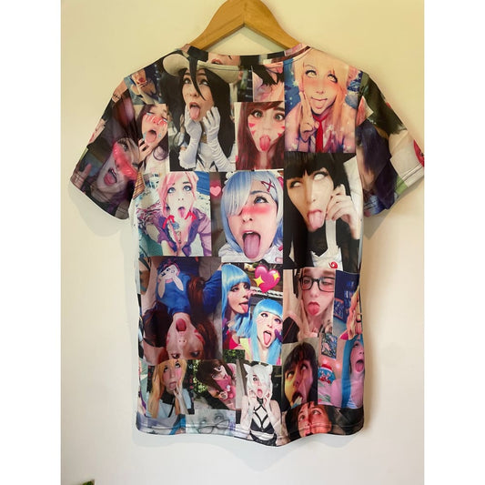 Ahegao face tee - size xs - clothing tops tee - top anime