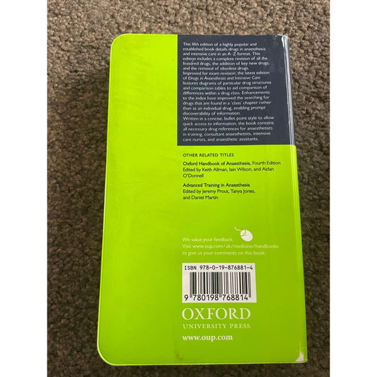 Drugs in anaesthesia and intensive care 5th edition by edward scarth and susan smith - print books printed media