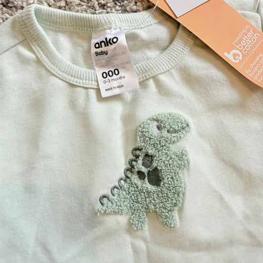 Anko baby 100% cotton dinosaur t-shirt (size 000 0-3 mths) – mint green! - t-shirts baby clothing