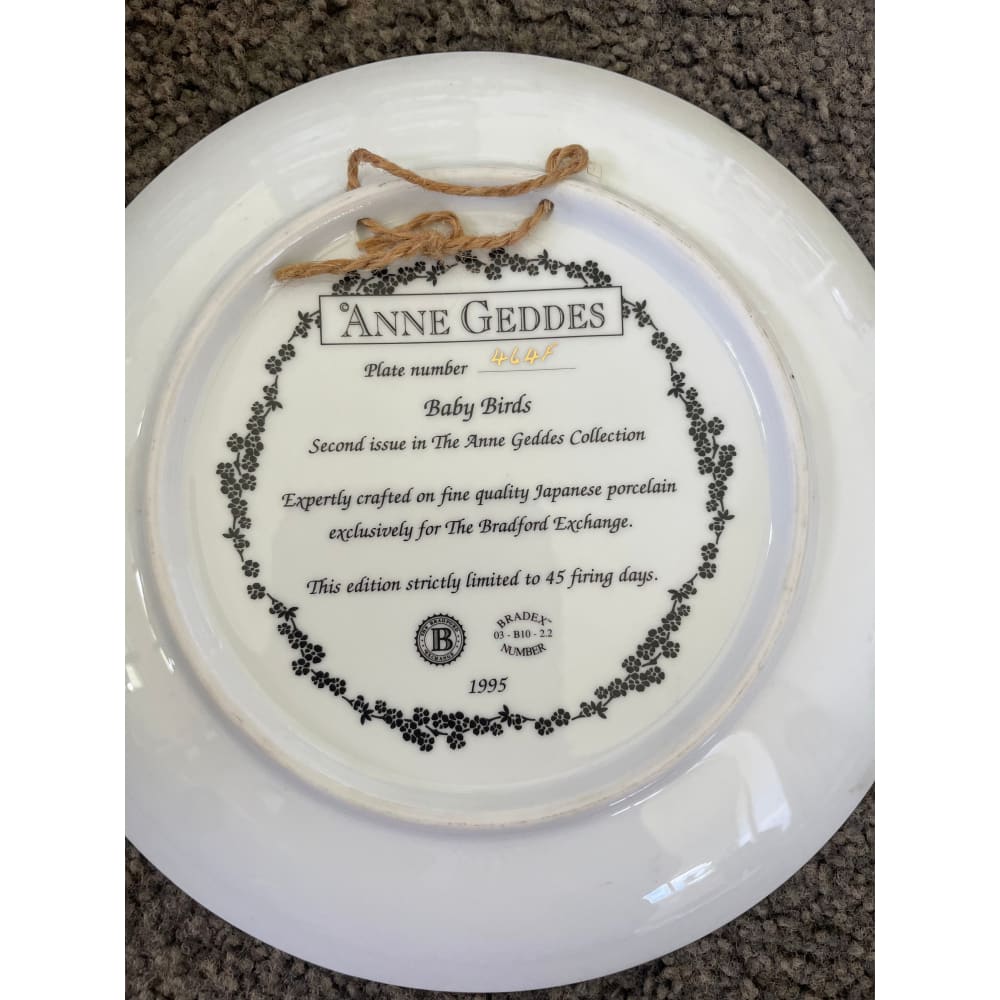 Anne geddes ābaby birdsā collector plate - 1995 limited edition - decorative plates habit product