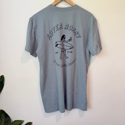 Aotea roast great barrier island cotton tee - gray / m - t-shirts top women’s apparel