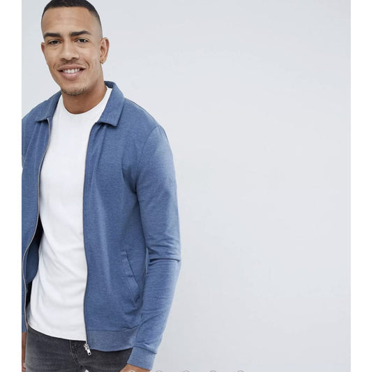 Asos design tall muscle jersey harrington jacket – size s | brand new in dark denim marl - coats & jackets clothing &