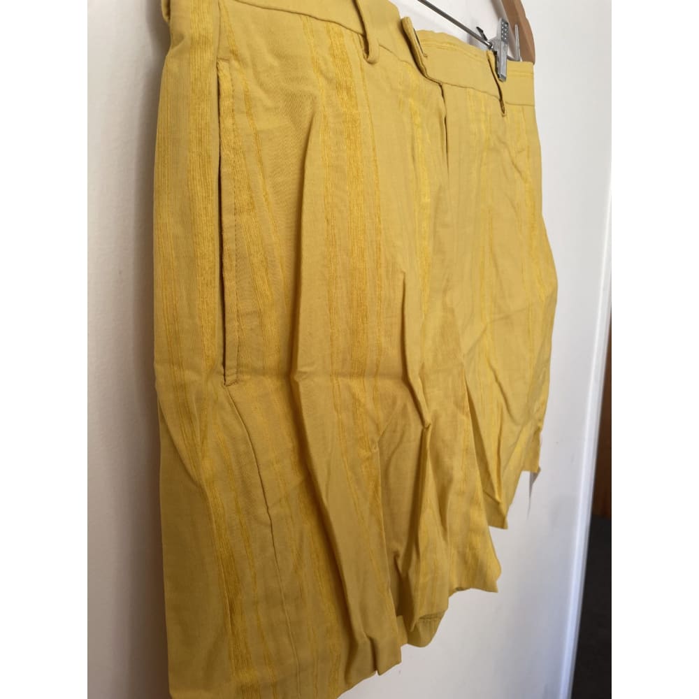 Asos design w32 cotton/viscose pin stripe mustard shorts - shorts bottom - clothing & fashion - shorts women’s apparel