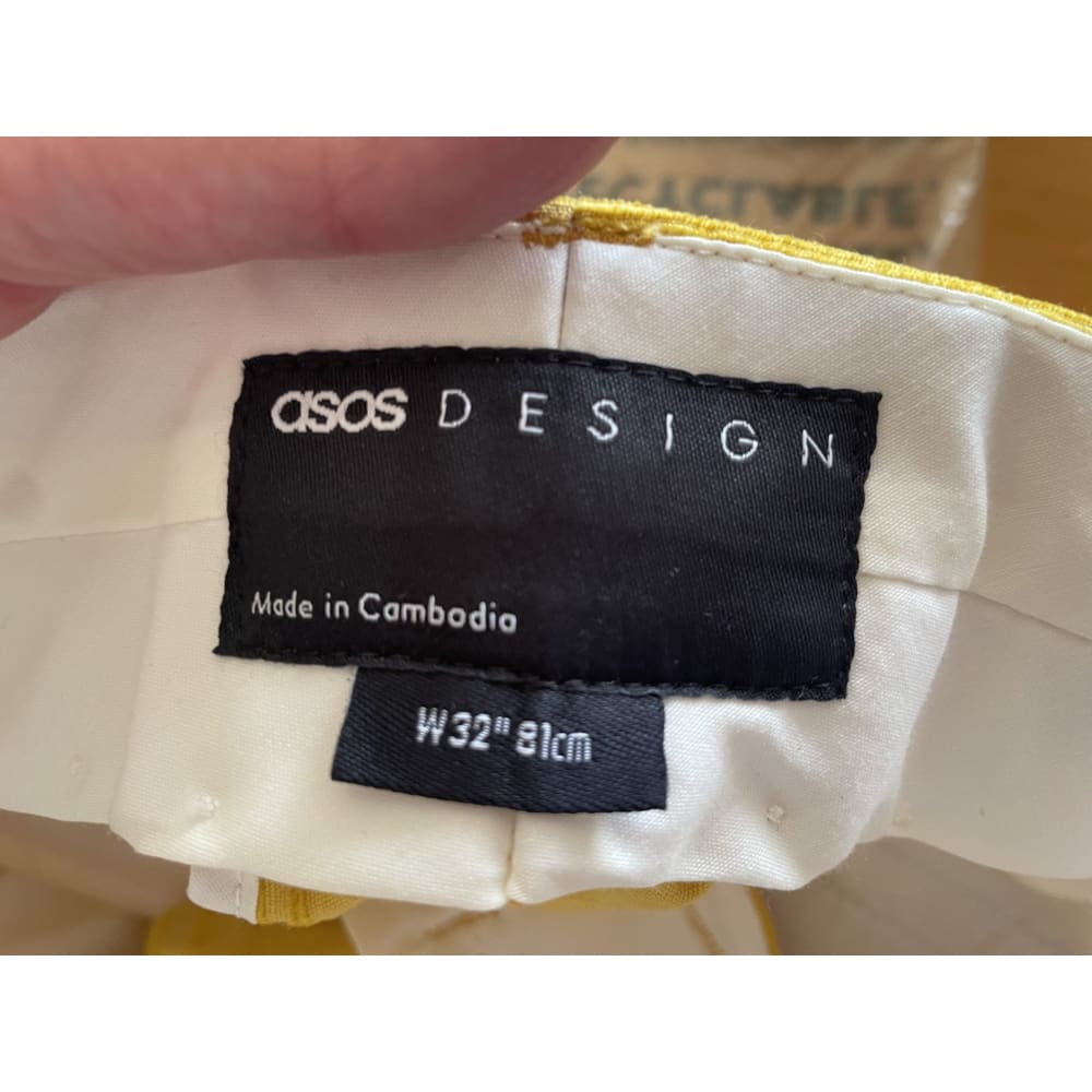 Asos design w32 cotton/viscose pin stripe mustard shorts - shorts bottom - clothing & fashion - shorts women’s apparel