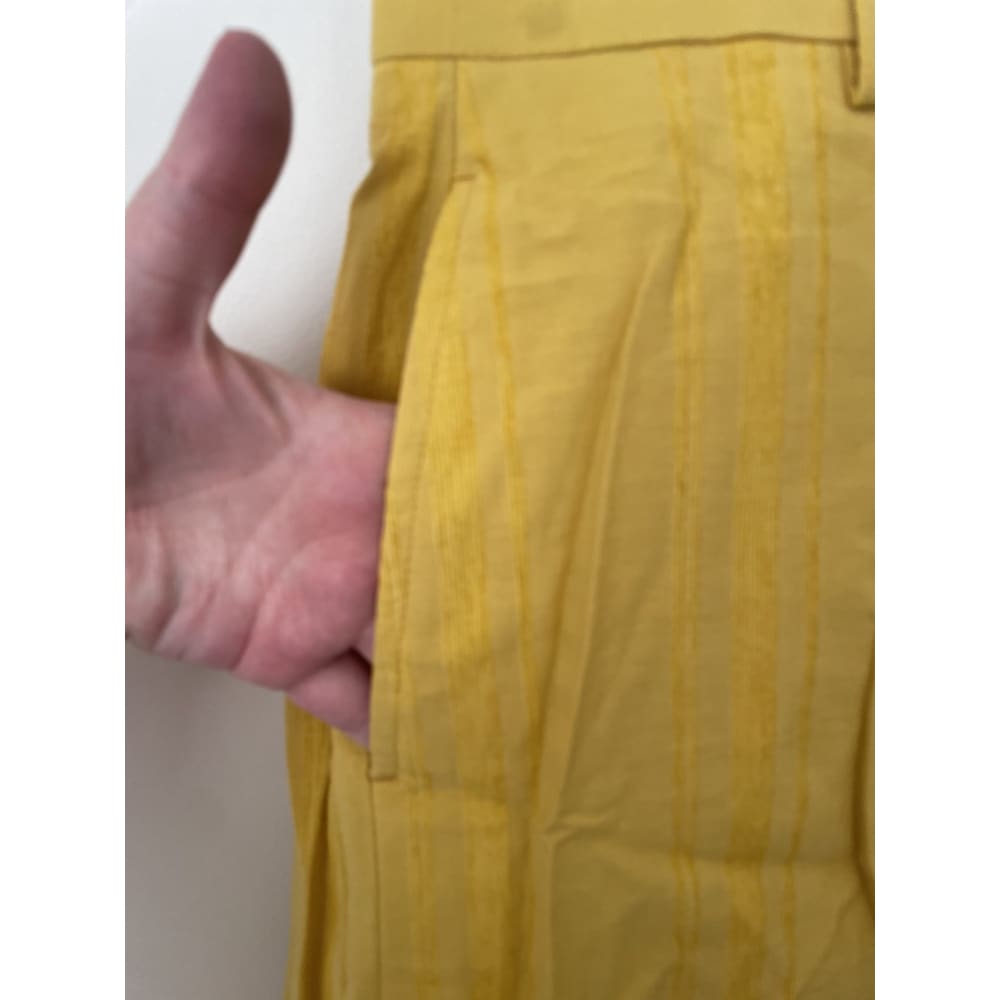 Asos design w32 cotton/viscose pin stripe mustard shorts - shorts bottom - clothing & fashion - shorts women’s apparel