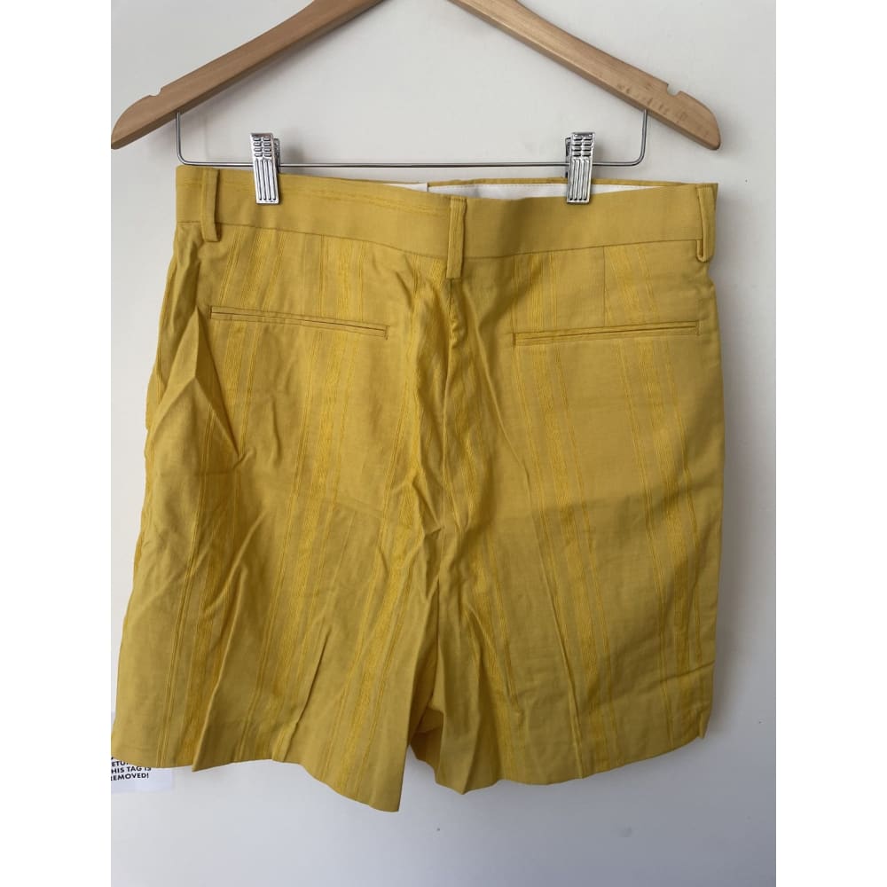 Asos design w32 cotton/viscose pin stripe mustard shorts - shorts bottom - clothing & fashion - shorts women’s apparel