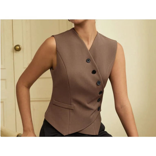 Ael amyenjoylife size s asymmetrical button vest - vests top women’s apparel
