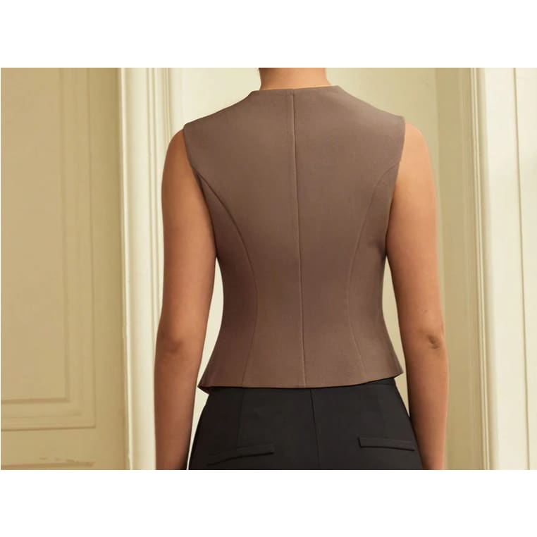 Ael amyenjoylife size s asymmetrical button vest - vests top women’s apparel