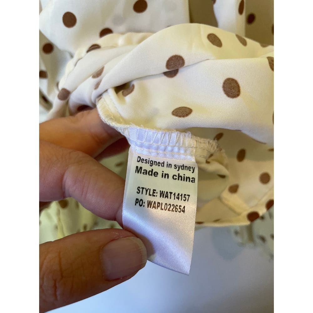 ATMOS & HERE Size 10 Polka Dots Long Sleeve Top