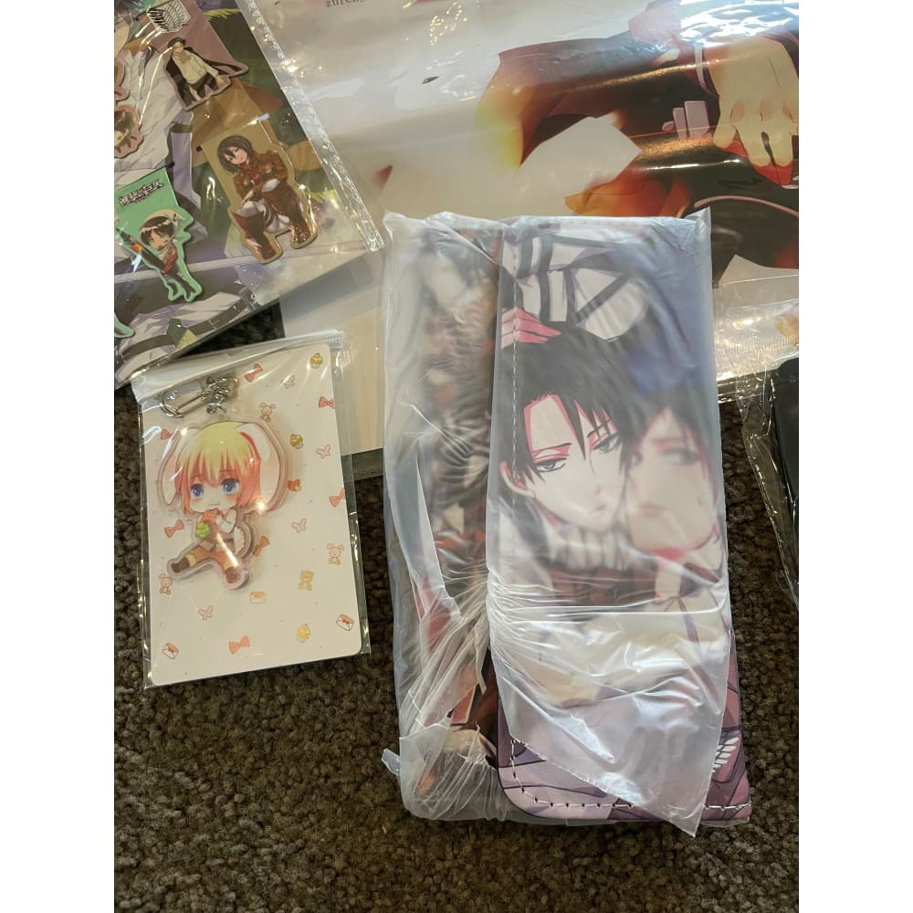 Attack on titan levi swag bag contents - collectibles anime - collectible anime